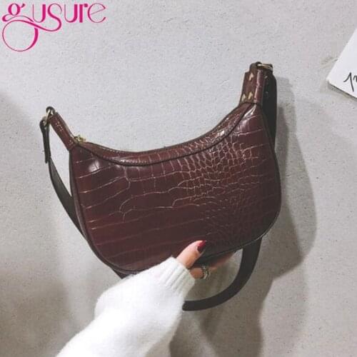 Gusure Vintage Crossbody Bags For Women 2021 Female Small Saddle Bag Leather Shoulder Bag Luxury Women Bag Designer