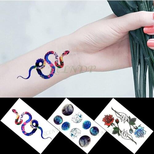 Waterproof Temporary Tattoo Sticker planet rose flower snake small tatto flash tatoo fake tattoos for girl women men kid