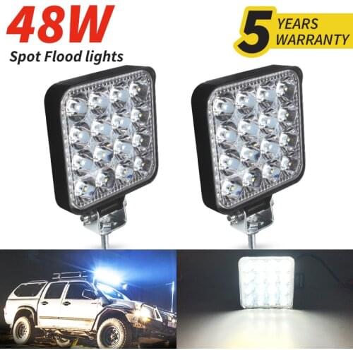 Xinfok Car LED Work Spot Flood Light Beam 3030 SMD DC 12-24 Volts 27-48 Watts 6500K Lighting for Truck 4x4 4WD