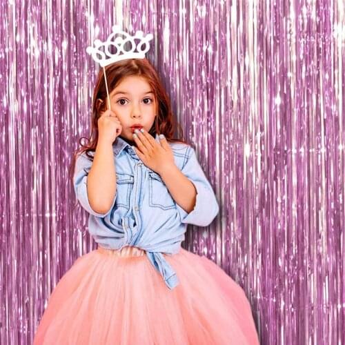 1 * 3m Metal Foil Edge Shiny Rain Curtain Birthday Party Wedding Decoration Photography Background Line Curtain Photo Props