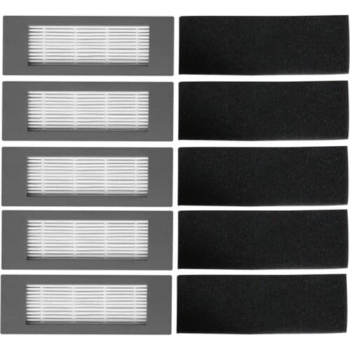10pcs/lot(5x HEPA filter + 5x sponge filter) for Ecovacs Deebot OZMO 900 DN5G Robot Vacuum Cleaner Spare Parts Accessories