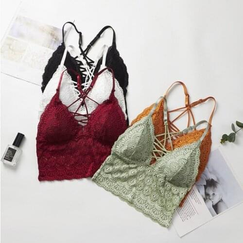 1PCS Lace Tube Tops Women Floral Embroidered Bralette Cropped Top Sexy Lingerie Push Up Bra Bandeau Top