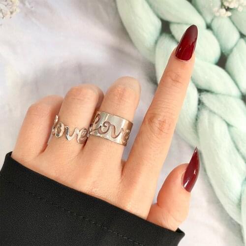 ZOVOLI Trendy Silver Color Love Rings For Women Men Lover Couple Rings Set Friendship Engagement Wedding Open Rings 2021 Jewelry