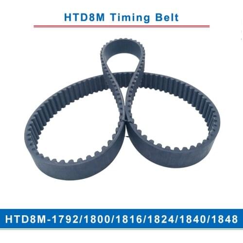 Timing belt HTD8M-1792/1800/1816/1824/1840/1848teeth pitch 8mm circular teeth belt width 20/25/30/40mm for 8M timing pulley