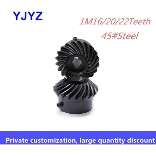 1M 16/20/22Teeth match 24/28/40Teeth Spiral bevel gear standard inner hole spot 45# steel tooth surface quenched black