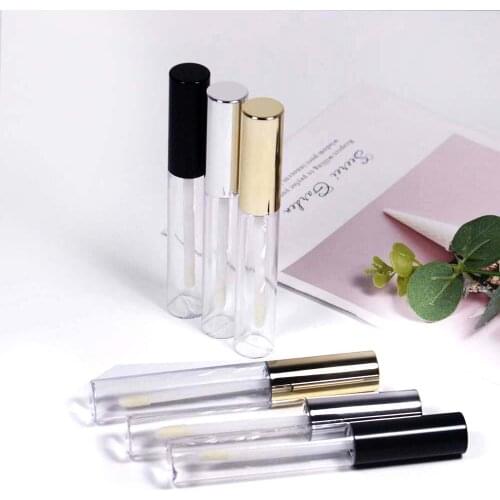 10ml clear PP plastic large capacity lip gloss tube cosmetic gold silver lid lip gloss packaging container with stopper