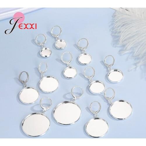 10pairs/Lot 10/12/14/18/20/25mm Cabochon Earring Setting Blank Earring Base Cameo Bezels Tray For Jewelry Making Supplies
