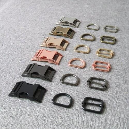 100 sets 25mm Heavy metal D ring adjuster belt straps slider release buckle clasp for pet dog collar necklace DIY accessories