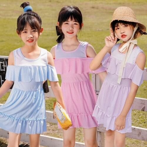 2021 New Fashion Split Girls Swimwear 5-11 Years Old Children Korean Cute Two-piece Hot Spring Swimwear