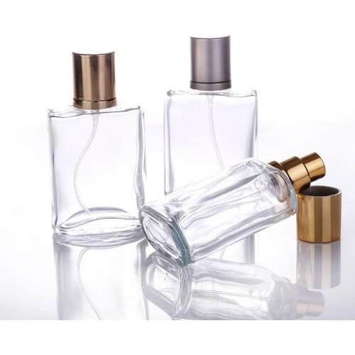 30ml Square Shape Empty Refillable Perfume Spray Bottle glass atomizer bottles 30ml With Gold Gray Nozzle SN771