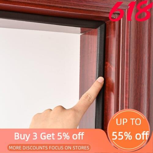 6M Self Adhesive Door Sealing Strip Tape Weather Strip Door V Type Soundproof Foam Weatherstrip Sealed for Windows and Door