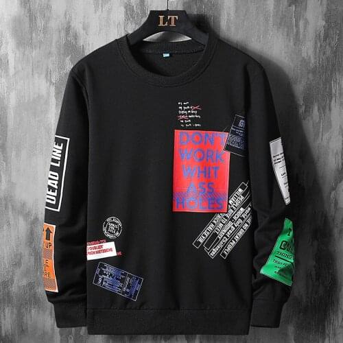 8XL 7XL 6XL Graffiti Letter Print Sweatshirt Men Harajuku 2020 New Arrived Hip Hop Skateboards Pullover Mens Hoodies,ZA422