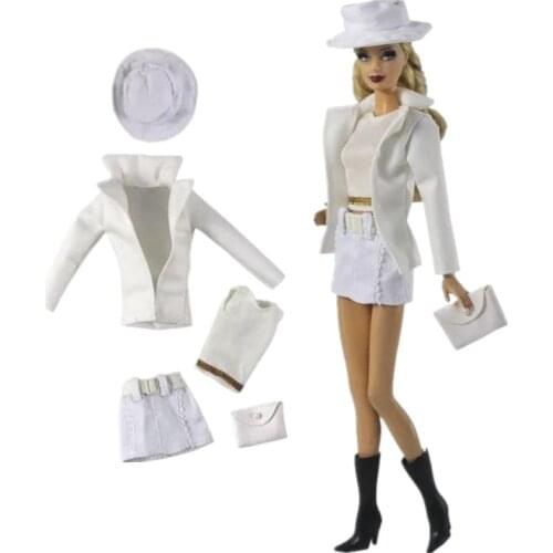 1/6 BJD Accessories Fashion White Office Lady Suit 11.5" Doll Clothes for Barbie Outfit Hat Purse Tank Coat Jacket Pants Kid Toy