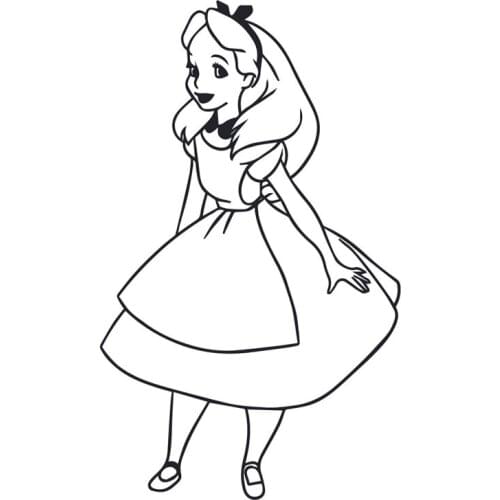 Alice In Wonderland Cartoon Simple Car Decal PVC Elegant Body Decoration Waterproof Auto Sticker Black/White/Red/Laser/Silver