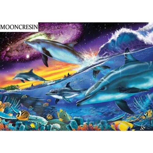 5D Diy Diamond Painting Full Drill Animal Dolphin New Arrival Diamond Embroidery Cross Stitch Crystal Mosaic Home Decoration