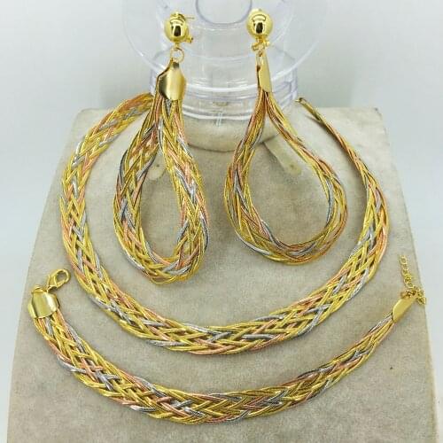 Free shipping African gold jewelry set wedding birthday gift woman necklace African costume jewelry travel set