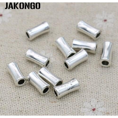 JAKONGO Antique Silver Plated Bucket Spacer Beads for Jewelry Making Bracelet DIY Handmade Accessories Craft 20pcs 10x5mm