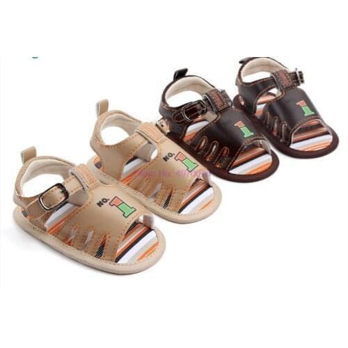 DHL 200pair Summer Baby Boys Girls Sandals Toddler Solid Color Slip-On Shoes Baby PU Leather Sandals 0-18Months
