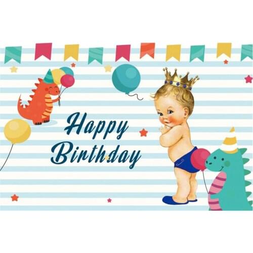 Prince Happy Birthday Backdrop White and Blue Photography Background Holiday Celebration Photo Booth Studio Decor
