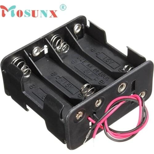 Hot Sale Plastic 12 Volt 12V Battery Clip Slot Storage Holder Box Case 8 AA Batteries Stack 6 Leads Wire Hot JJ0120
