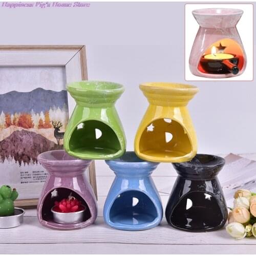 Hot 1PC Ceramic Essential Oil Lamps Hollow Stars Moon Pattern Tea Light Candle Holder