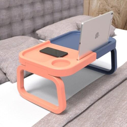 Multifunctional Contrast Color Computer Desk Folding Student Dormitory Study Desk Creative Bed LaptopTablebWith Cup Holder LB617