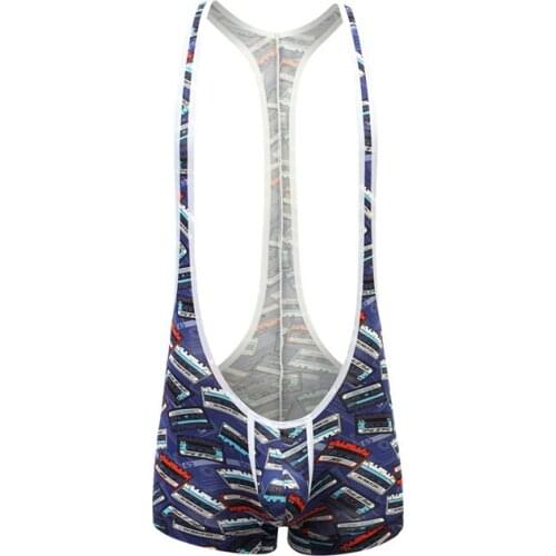 Mens Undershirts Bodysuits Leotard Wrestling Singlet Mankini One-Piece Jumpsuits Boxer Shorts Bugle Pouch Underwear Sleepwear