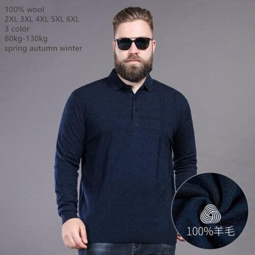 Naizaiga 100% wool Square collar 2XL-6XL smart casual suit for 80KG-130KG fat men winter sweater , JXRJ2