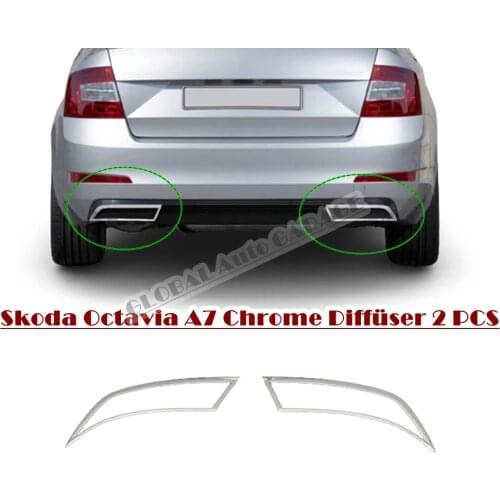 For Skoda Octavia A7 Chrome Exhaust Tip 2013 2014 2015 2016 2017 2018 2019 2020 Rear Diffuser 2 PCS Auto Car Accessory Ornament
