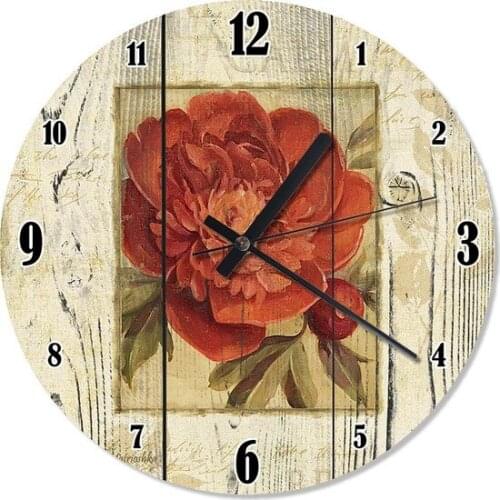 Tablomega Red Rose Mute Wall Clock 50X50 Cm Wall Clock