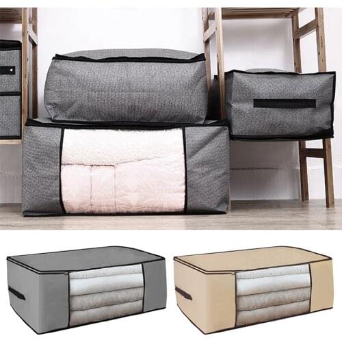 New Storage Bag For Clothes Blanket Portable Non-woven Folding Clothes Pillow Quilt Blanket Storage Box Organizer Hot Sale 1pc