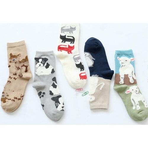 2016 New Winter Kawaii Women 3D Animal Cartoon Long Socks Korean Cute Sweet Color Penguin Bulldog Bear Whale Sheep Deer Socks