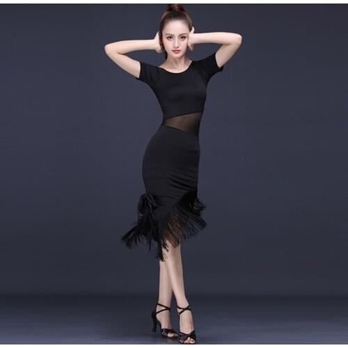 Sexy Female Fringe Latin Dance Skirt New Latin Dance Dress for Women Ballroom Rumba Latin Dance Competition Dresses