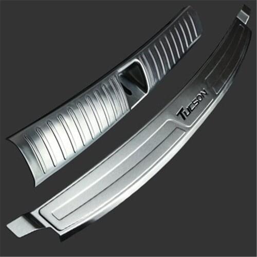 Car-styling For Hyundai Tucson 2015 2016 2017 2018 Car Rear Bumper Protector Sill Trunk Rear guard Tread Plate Car accessories