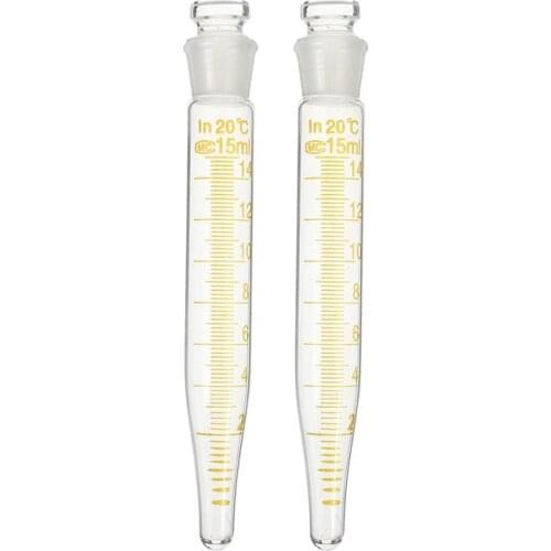 2pcs 15ml Glass Centrifuge Tubes Scientific Experiment Test Tubes with Lid