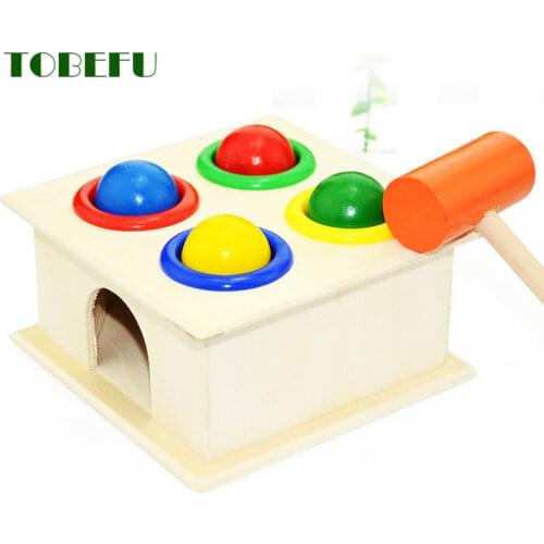 TOBEFU 1 Set Wooden Toys Hammering Ball Hammer Box Children Fun Kids Playing Hamster Game Puzzle Toys for Children Boys Girls
