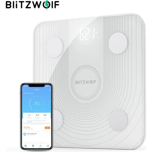 BlitzWolf BW-SC1 2.4GHz WiFi Smart Body Fat Scale APP Remote Control BMI Data Analysis with 13 Body Metrics Digital Weight Scale
