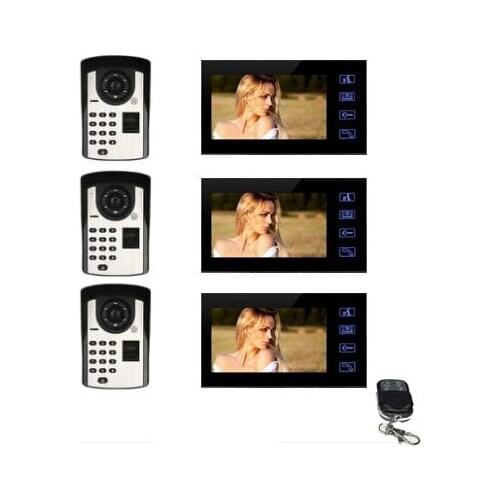MOUNTAINONE 7" Screen Video Door Phone Doorbell Intercom System+Waterproof Fingerprint Code Keypad Remote Access Door Camera 3V3