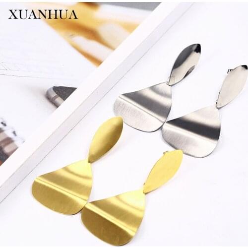 XUANHUA Charm Drop Earrings For Women Stainless Steel Jewelry Woman Vogue 2019 Fine Jewelry Accessories Gold Earrings Bohemian