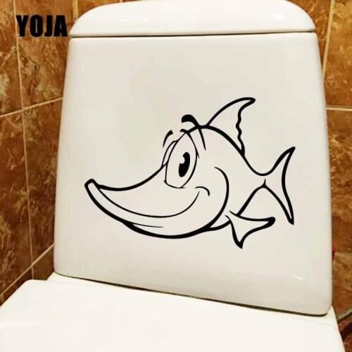 YOJA 25X18.1CM Cute Kid Fish Toilet Sticker Wall Decal Bedroom Home Decoration T5-0356