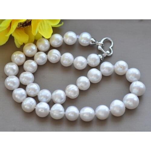 Z10505 17" 14mm White Round Freshwater Pearl Necklace