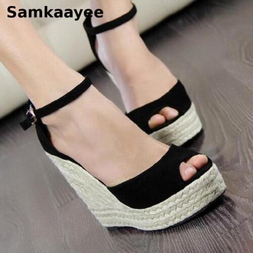 Size 33-44 Women Sandals Pumps Wedges Platform Shoes Summer Female 10.5cm High Heels Shoes Mujer Thick Bottom Peep Toe Sandalias