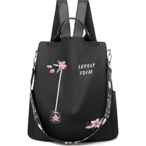 Embroidery Flowers Ladies Backpacks Large Capacity Shoulder Bags for Women 2021 Backpack Fashion School Bag