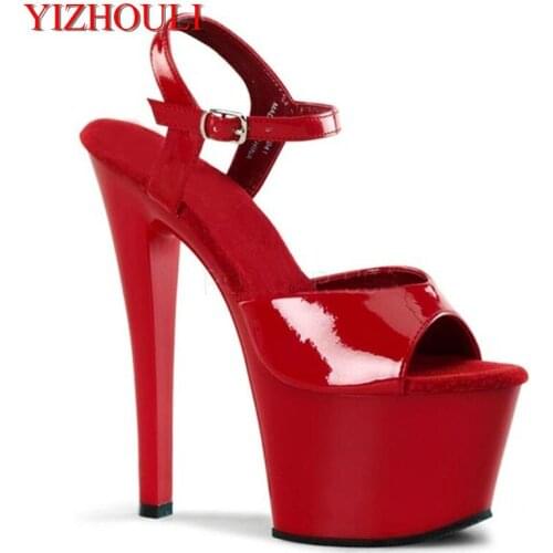 High-heeled, open-toe womens sandals, 17cm high-heeled, thick-soled steel pipe dancing shoes, model walking shoes