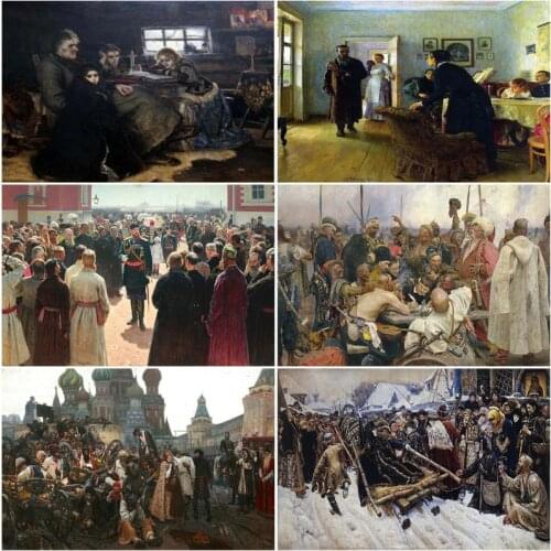 Famous Russian Art Painting“The Zaparozhye Cossacks Writing a Mocking Letter to the Turkish Sultan”Diamond Painting Home Decor