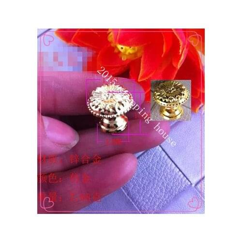 Gold zinc alloy handle small chrysanthemum wooden furniture hardware cabinet drawer handles single hole door handle