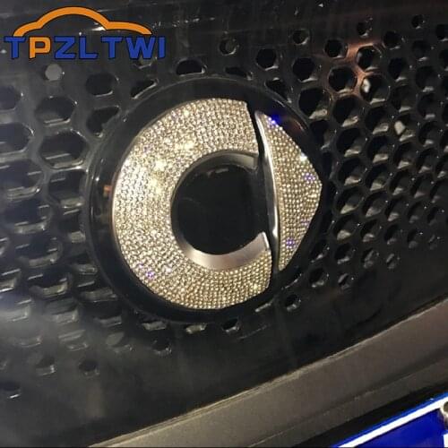 1Pcs Car Styling 3D Front Logo Emblem Badge Sticker Diamond Decoration Stickers For Smart Fortwo Forfour 451 453 Accessories
