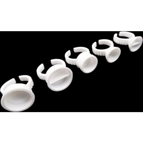 100 Bags Tattoo Ring Ink Cups Container Holder for Grafting Eyelash Pigment Cap