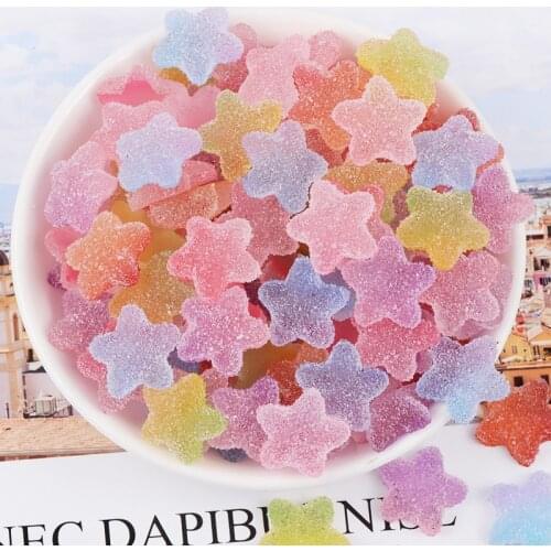 15pcs 18mm Simulation Fake Candy Flatback Resin Cabochon Kawaii Star Hair Bow Center DIY Scrapbooking Embellishment Decor Craft