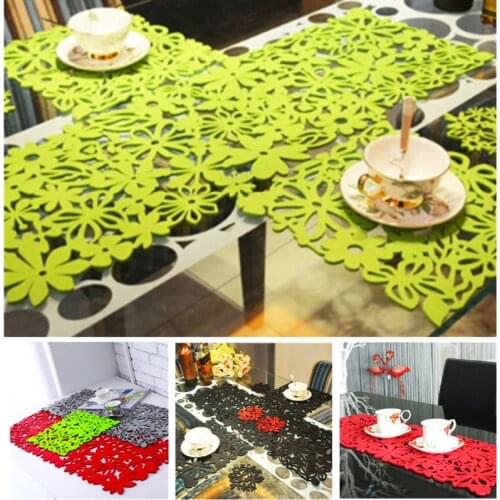 2020 The New Hollow Felt Tablecloth Runner Placemats Table Mats Household Decorations Felt Table Mat Desktop Decoration Tools